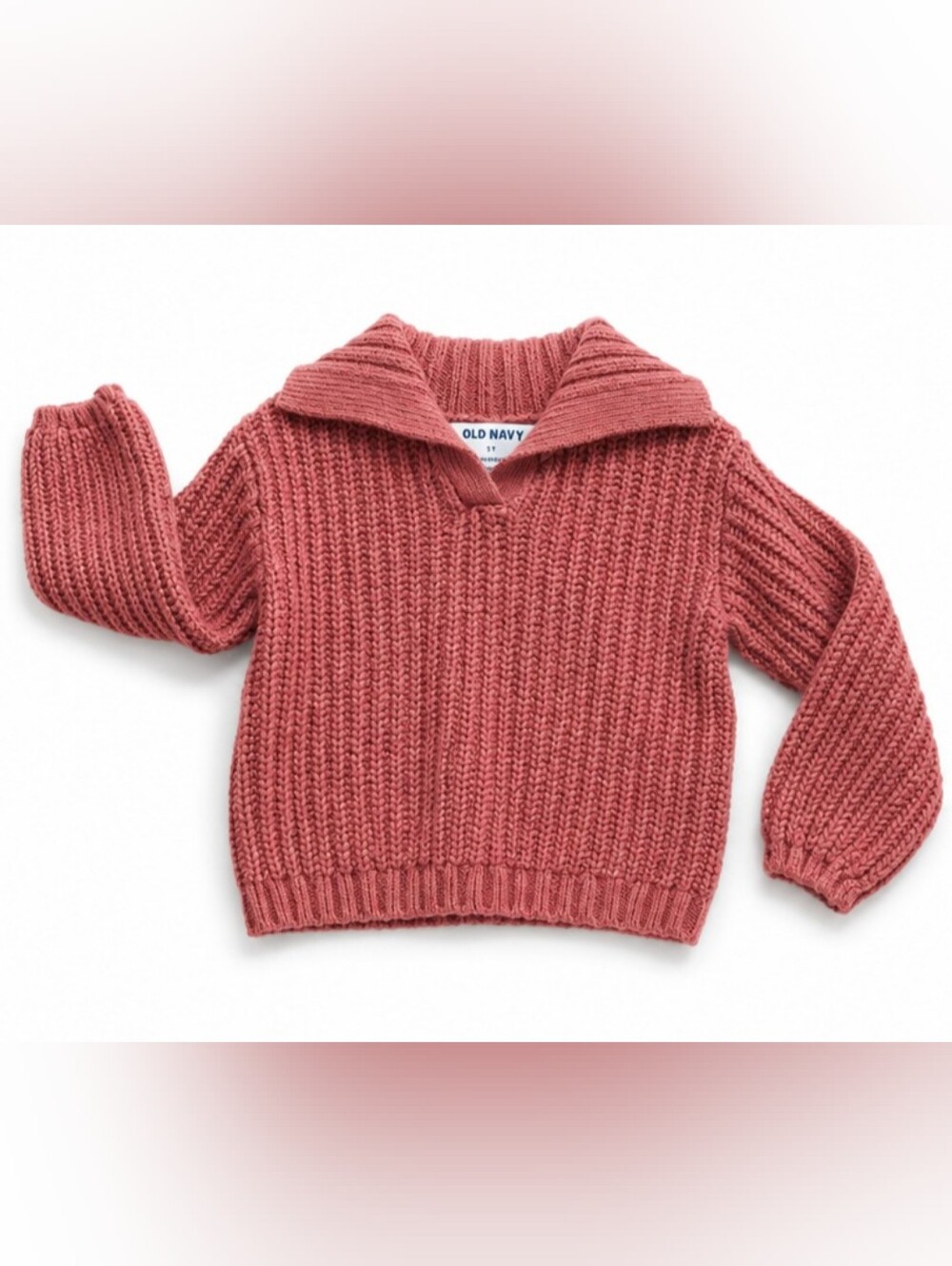Girls Old Navy Cozy Knit Collar Sweater - Dusty Rose | Size 3T